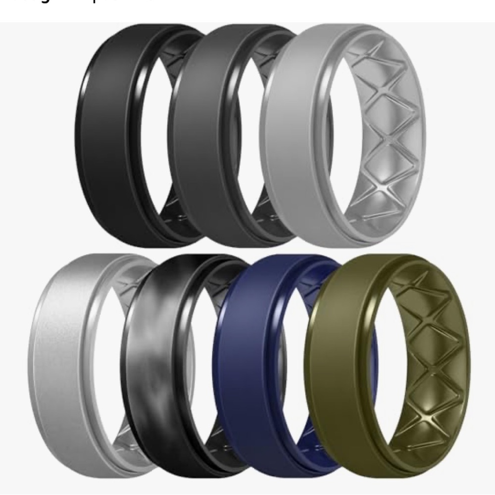 🖤 Men’s Egnaro Silicone Rings (7)  Sz 10.5-11 NEW